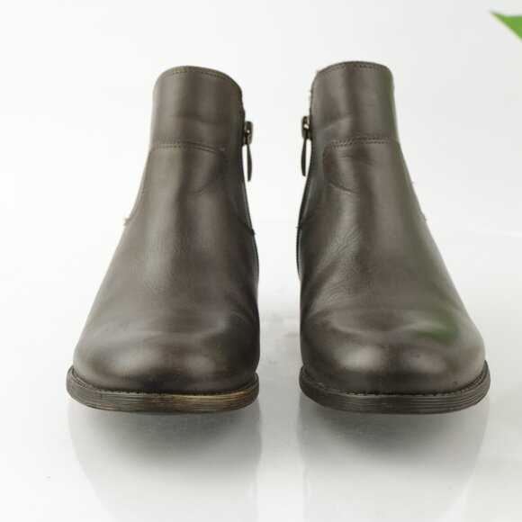 Franco Sarto Womens Kampton Boot Size 7.5 Gray Leather Zip Up Bootie Comfy Flat - Picture 2 of 10